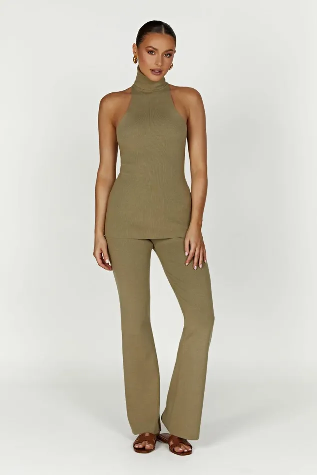 Meshki Basic Tops Women Kelsea Sleeveless Turtleneck Top 8211 Olive Olive