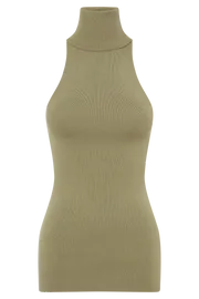 Meshki Basic Tops Women Kelsea Sleeveless Turtleneck Top 8211 Olive Olive