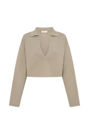 Meshki Basic Tops Women Lennox Collared Knit Jumper 8211 Taupe Taupe