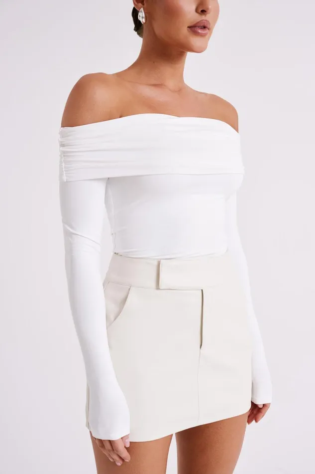 Meshki Basic Tops Women Lucinda Recycled Nylon Off Shoulder Top 8211 White White