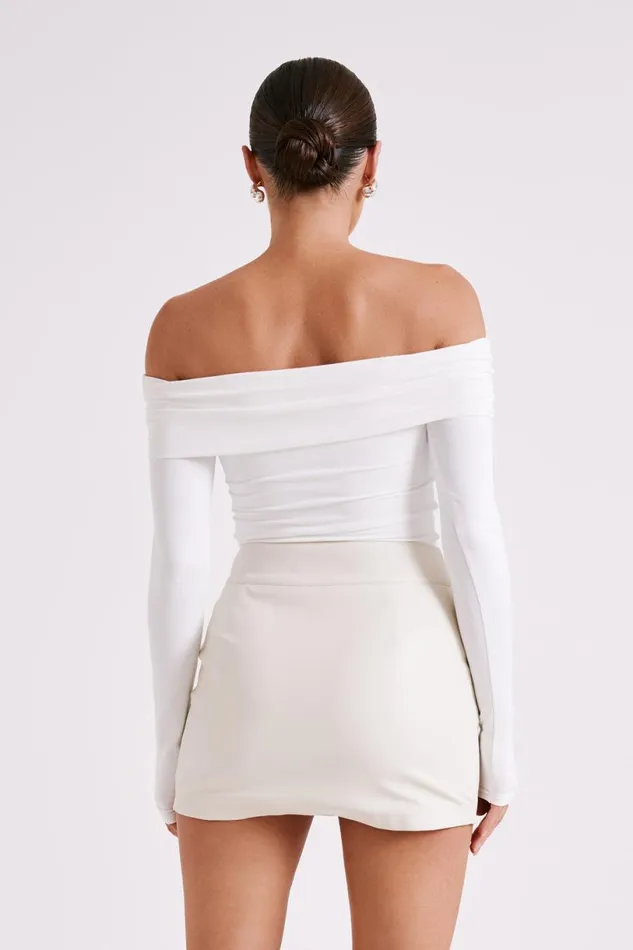 Meshki Basic Tops Women Lucinda Recycled Nylon Off Shoulder Top 8211 White White