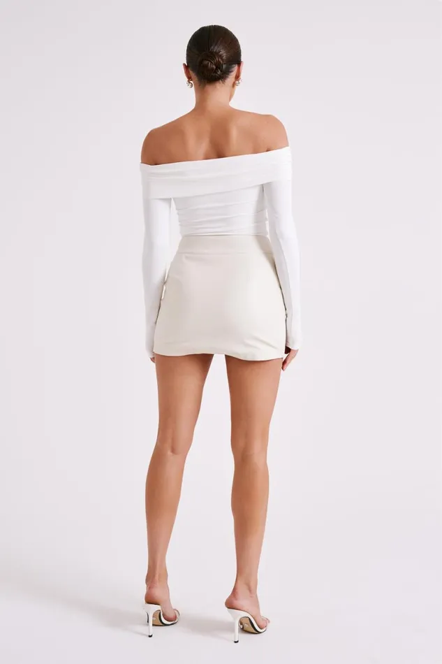 Meshki Basic Tops Women Lucinda Recycled Nylon Off Shoulder Top 8211 White White