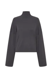 Meshki Basic Tops Women Winona Turtleneck Knit Top 8211 Charcoal Charcoal