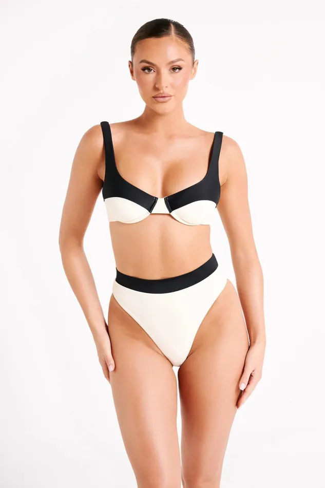 Meshki Bikini Bottoms Women Giulia Recycled Contrast Bikini Bottom 8211 Ivory Ivory