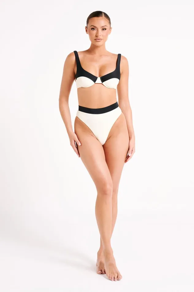 Meshki Bikini Bottoms Women Giulia Recycled Contrast Bikini Bottom 8211 Ivory Ivory