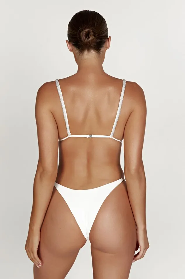 Meshki Bikini Bottoms Women Tatum Diamante Waist Recycled Bikini Bottom 8211 White White