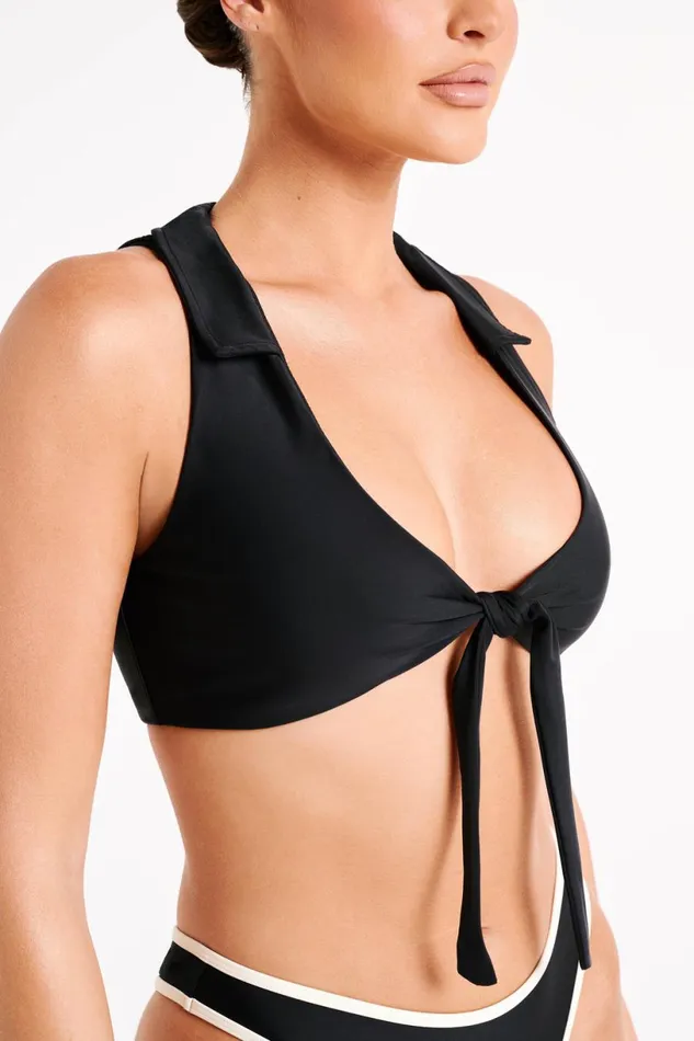 Meshki Bikini Tops Women Clarita Recycled Tie Up Bikini Top 8211 Black Black