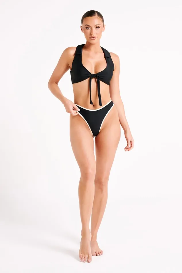 Meshki Bikini Tops Women Clarita Recycled Tie Up Bikini Top 8211 Black Black