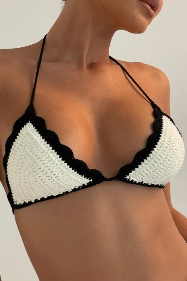 Meshki Bikini Tops Women Natalia Contrast Crochet Bikini Top 8211 White White Meshki Bikini Tops Women Natalia Contrast Crochet Bikini Top 8211 White White