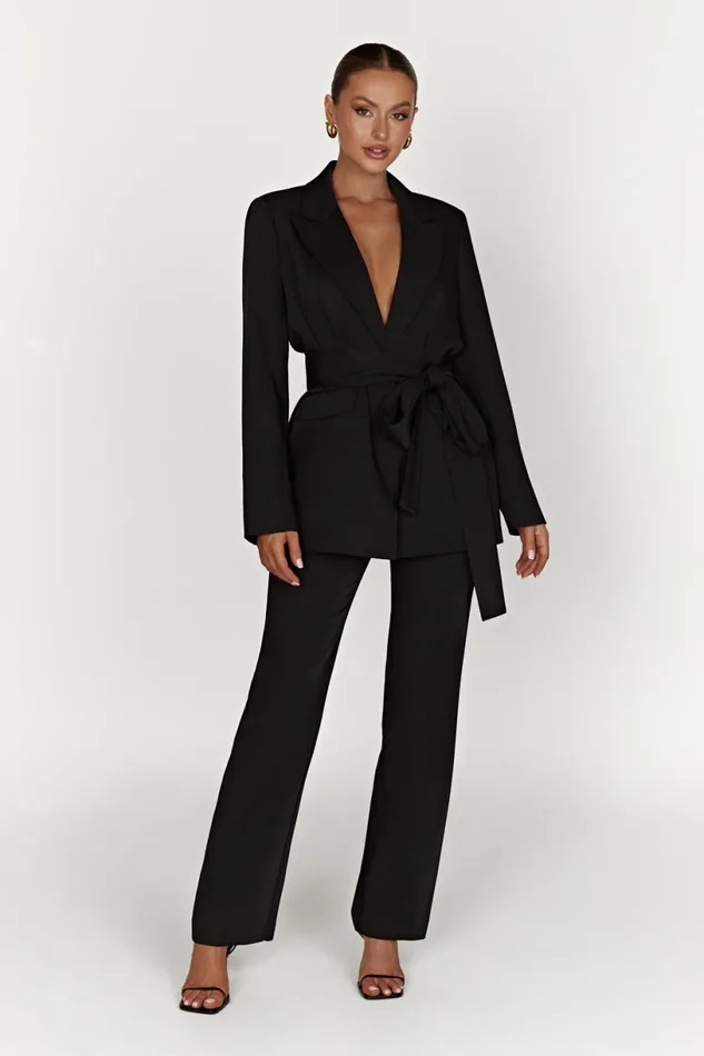 Meshki Blazers Women Arna Oversized Belted Blazer 8211 Black Black
