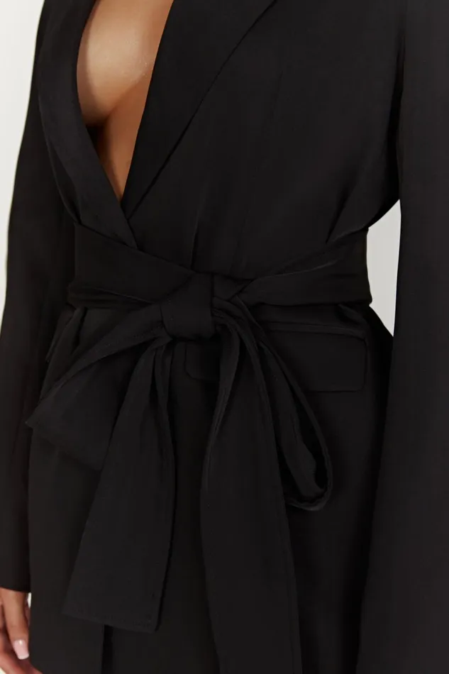 Meshki Blazers Women Arna Oversized Belted Blazer 8211 Black Black