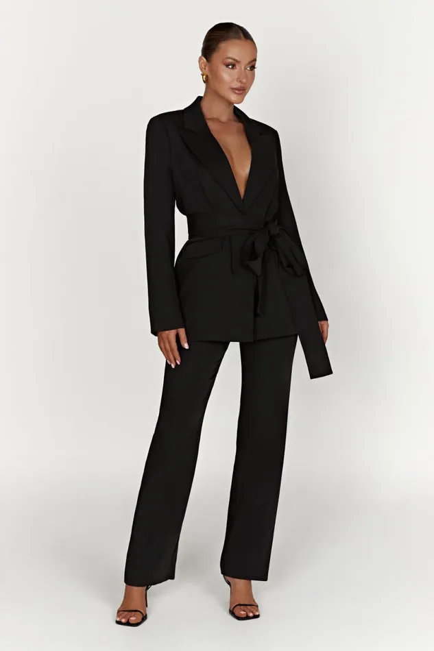 Meshki Blazers Women Arna Oversized Belted Blazer 8211 Black Black
