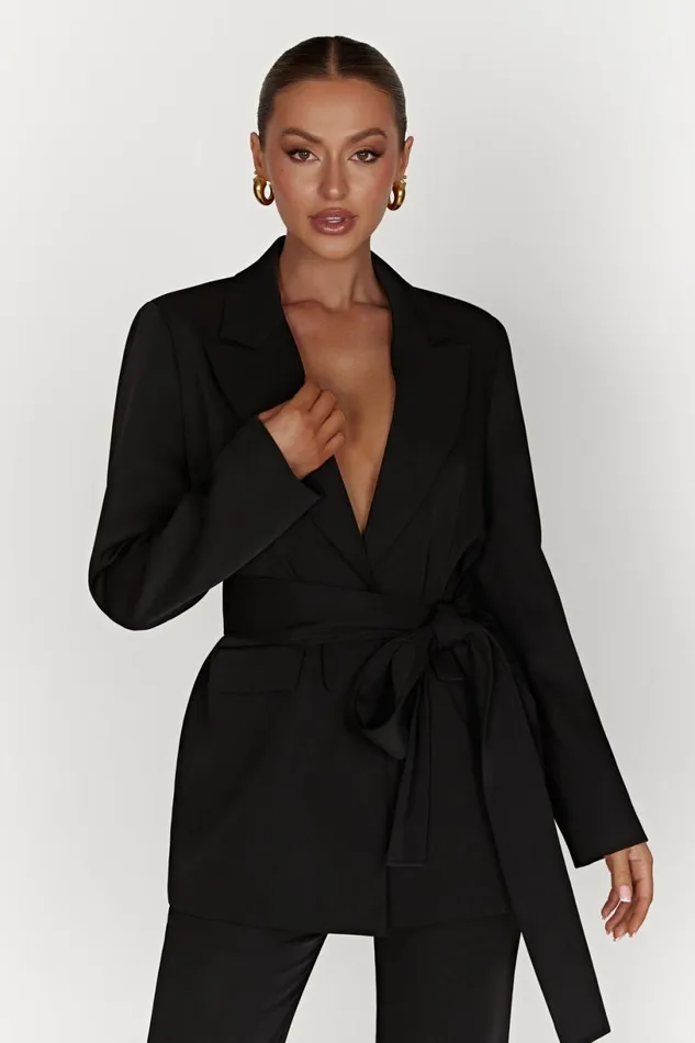 Meshki Blazers Women Arna Oversized Belted Blazer 8211 Black Black