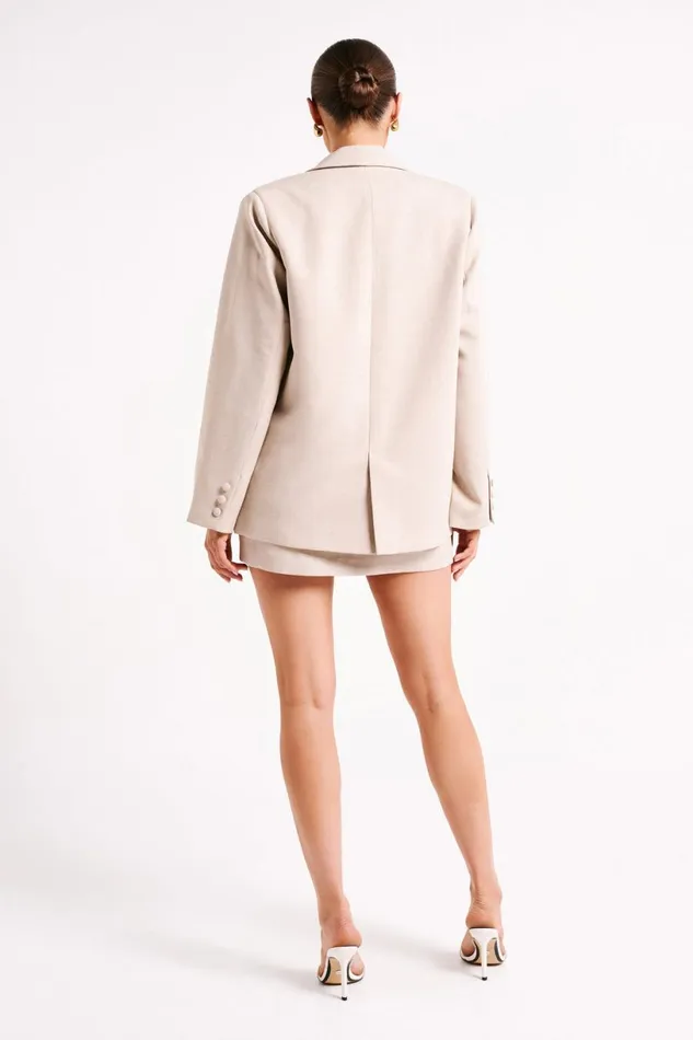 Meshki Blazers Women Drew Oversized Textured Blazer 8211 Natural Natural