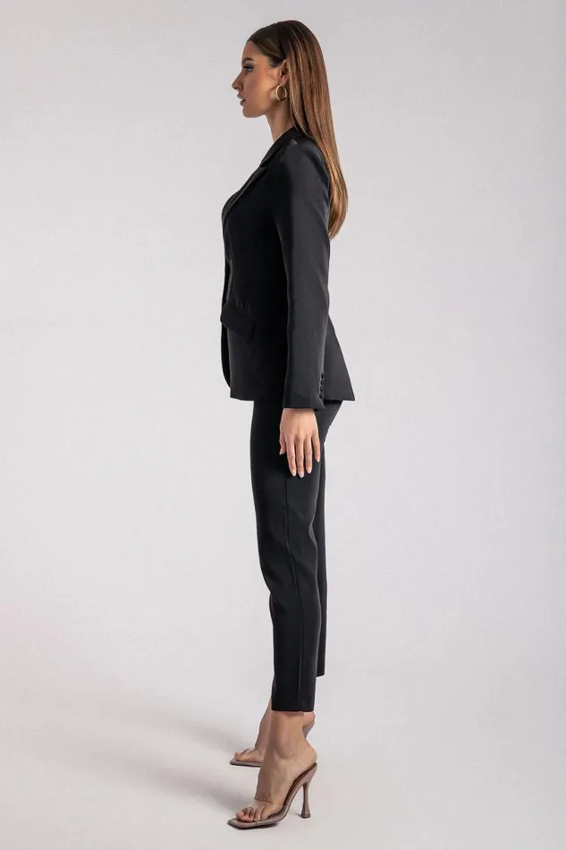 Meshki Blazers Women Helda Fitted Cinched Waist Blazer 8211 Black Black