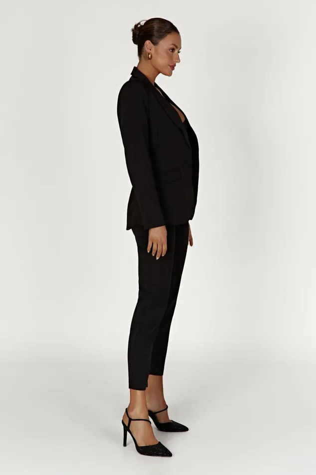 Meshki Blazers Women Helda Fitted Cinched Waist Blazer 8211 Black Black