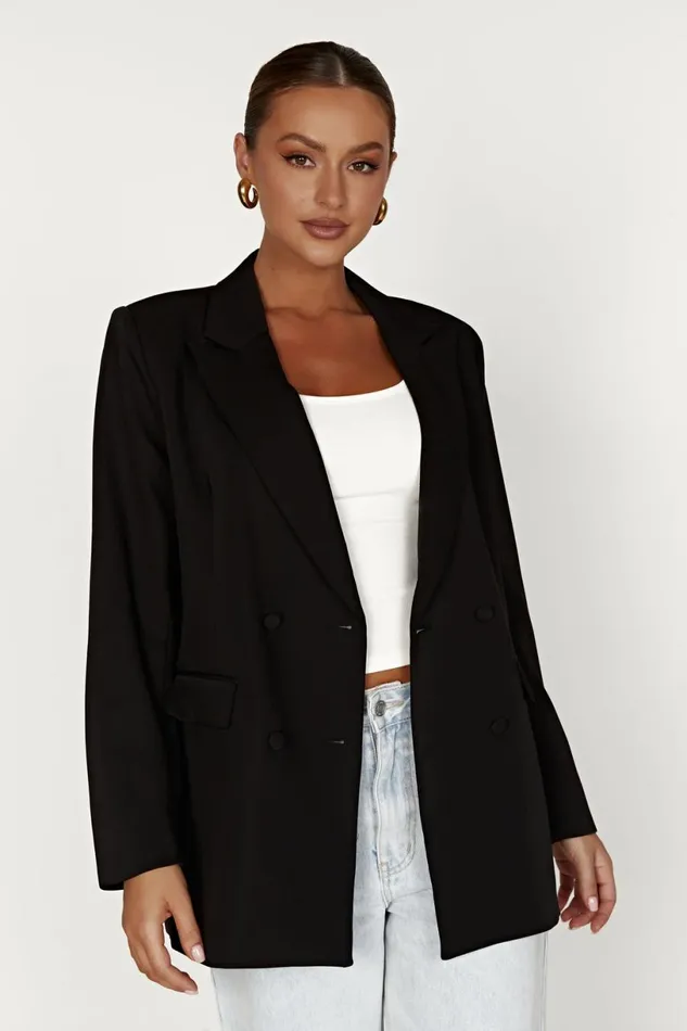 Meshki Blazers Women Madison Oversized Blazer 8211 Black Black