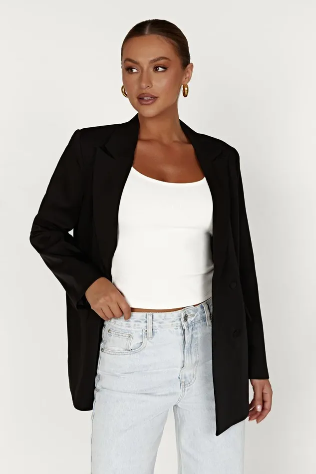 Meshki Blazers Women Madison Oversized Blazer 8211 Black Black