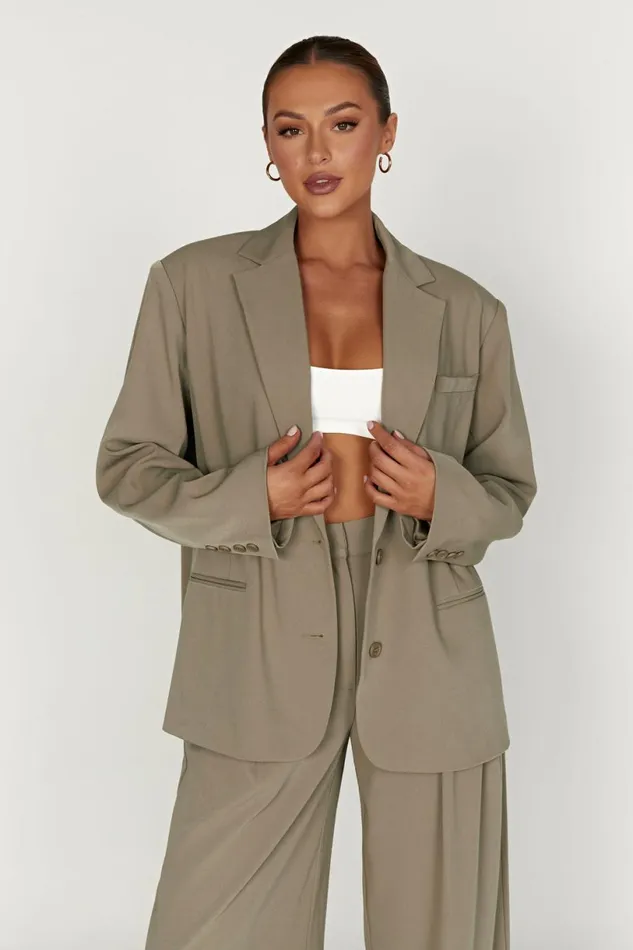 Meshki Blazers Women Simone Oversized Blazer 8211 Olive Olive