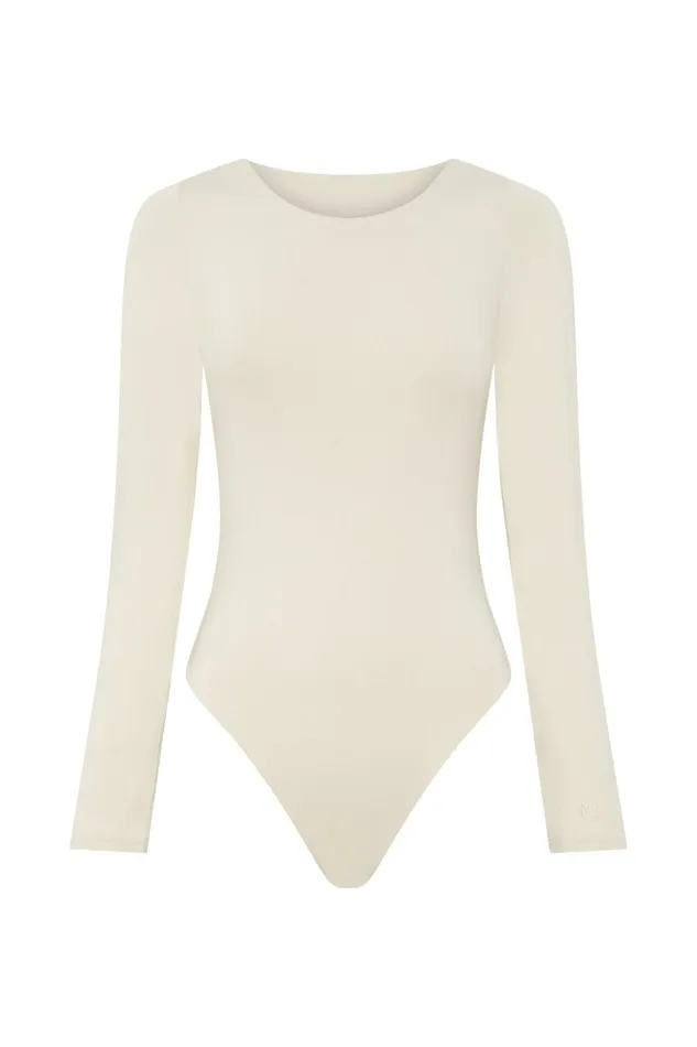Meshki Bodysuits Women Cheyenne Long Sleeve Plunge Back Bodysuit 8211 Cream Cream