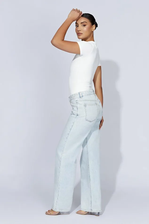 Meshki Bodysuits Women Francesca Crew Neck Short Sleeve Bodysuit 8211 White White