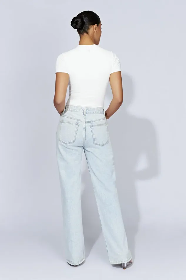 Meshki Bodysuits Women Francesca Crew Neck Short Sleeve Bodysuit 8211 White White