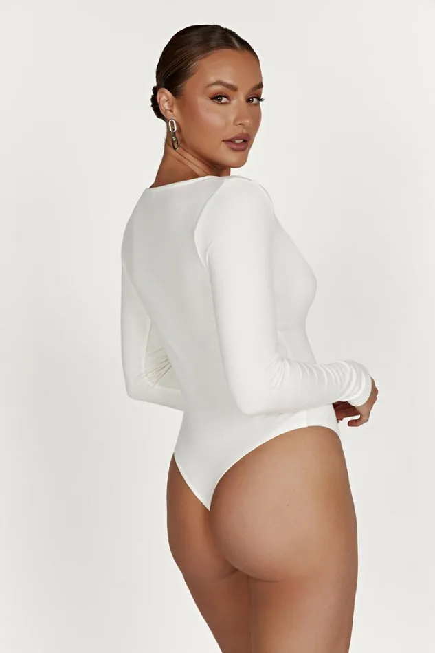 Meshki Bodysuits Women Naomi Long Sleeve Bodysuit 8211 White White