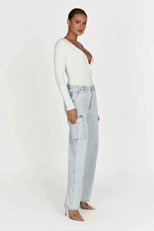 Meshki Bodysuits Women Naomi Long Sleeve Bodysuit 8211 White White