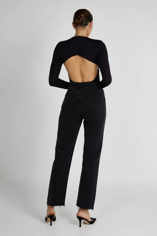 Meshki Bodysuits Women Wrenley Recycled Cut Out Long Sleeve Bodysuit 8211 Black Black