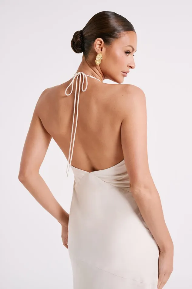 Meshki Bridal Shower Women Geena Halter Midi Dress 8211 Sand Sand