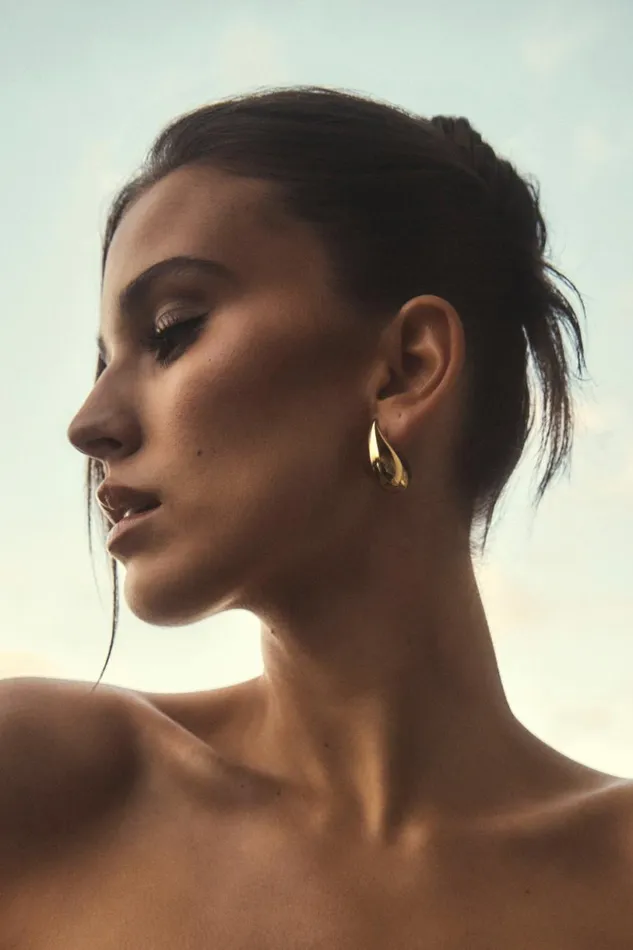 Meshki Bridesmaids Women Zadie Double Teardrop Earrings 8211 Gold Gold