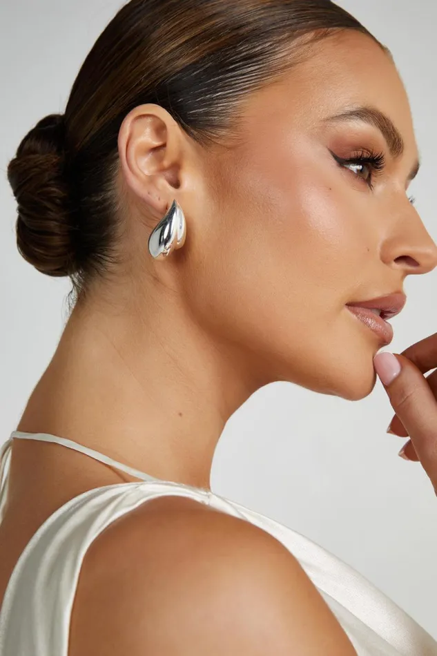 Meshki Bridesmaids Women Zadie Double Teardrop Earrings 8211 Silver Silver