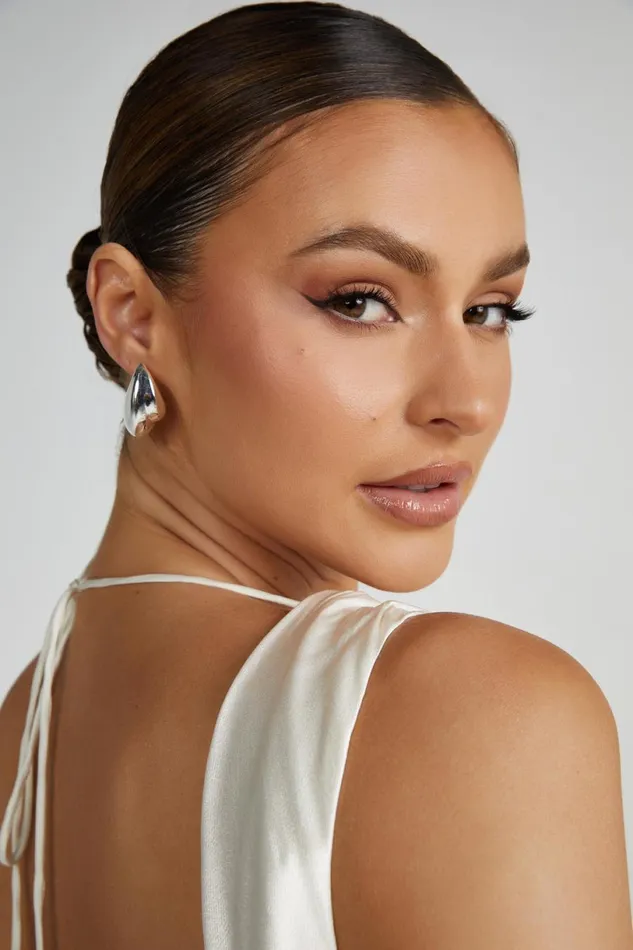 Meshki Bridesmaids Women Zadie Double Teardrop Earrings 8211 Silver Silver