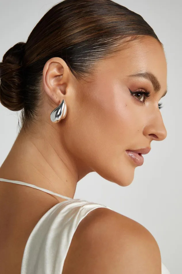 Meshki Bridesmaids Women Zadie Double Teardrop Earrings 8211 Silver Silver