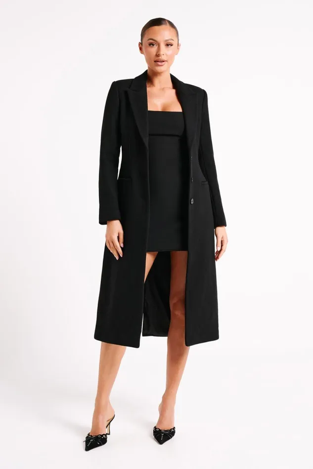 Meshki Coats and Jackets Women Adelaide Cinched Wool Coat 8211 Black Black Meshki Coats and Jackets Women Adelaide Cinched Wool Coat 8211 Black Black