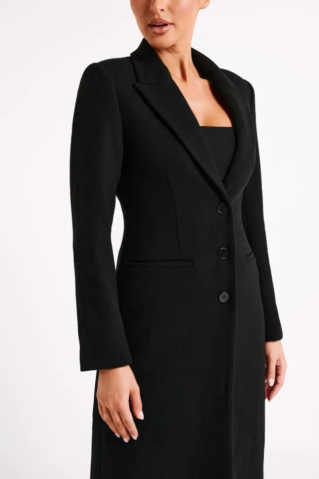Meshki Coats and Jackets Women Adelaide Cinched Wool Coat 8211 Black Black
