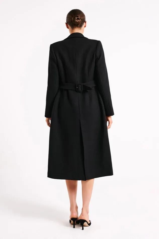 Meshki Coats and Jackets Women Adelaide Cinched Wool Coat 8211 Black Black