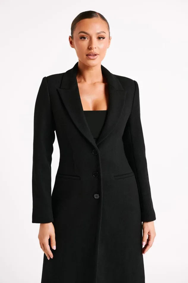 Meshki Coats and Jackets Women Adelaide Cinched Wool Coat 8211 Black Black