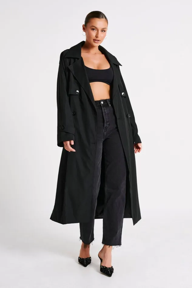 Meshki Coats and Jackets Women Andreas Oversized Trench Coat 8211 Black Black Meshki Coats and Jackets Women Andreas Oversized Trench Coat 8211 Black Black
