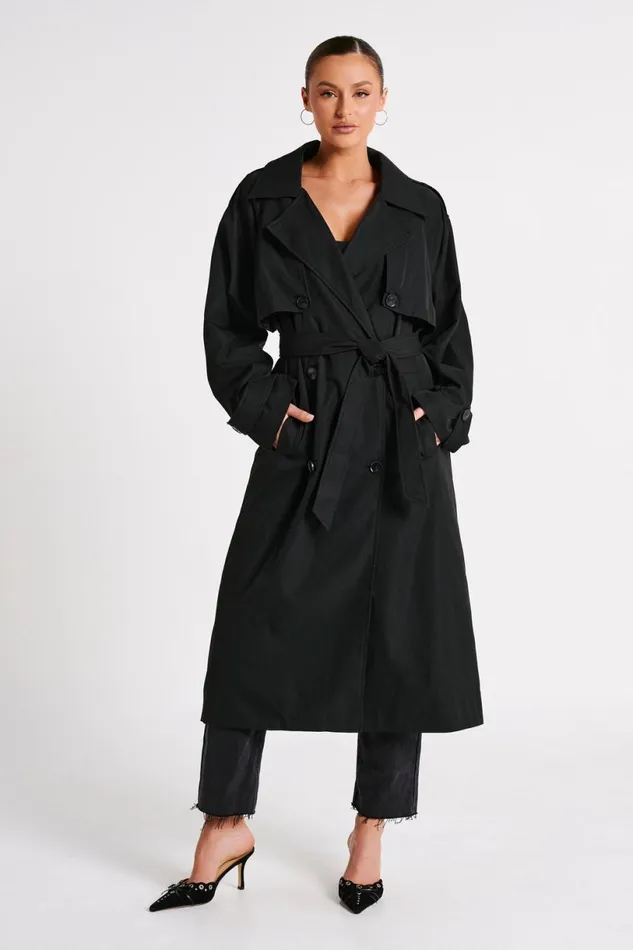Meshki Coats and Jackets Women Andreas Oversized Trench Coat 8211 Black Black Meshki Coats and Jackets Women Andreas Oversized Trench Coat 8211 Black Black