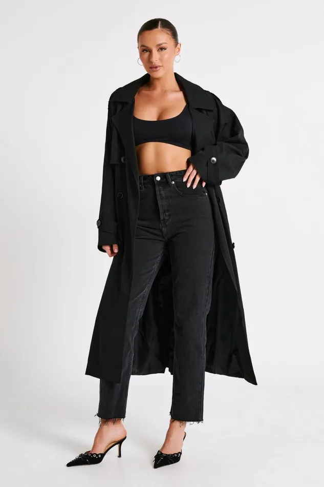 Meshki Coats and Jackets Women Andreas Oversized Trench Coat 8211 Black Black Meshki Coats and Jackets Women Andreas Oversized Trench Coat 8211 Black Black
