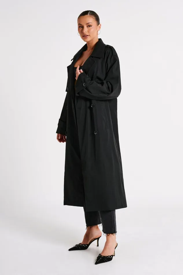 Meshki Coats and Jackets Women Andreas Oversized Trench Coat 8211 Black Black Meshki Coats and Jackets Women Andreas Oversized Trench Coat 8211 Black Black