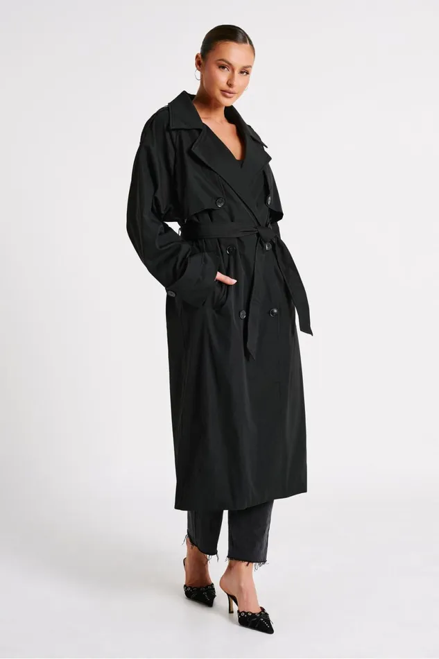 Meshki Coats and Jackets Women Andreas Oversized Trench Coat 8211 Black Black Meshki Coats and Jackets Women Andreas Oversized Trench Coat 8211 Black Black