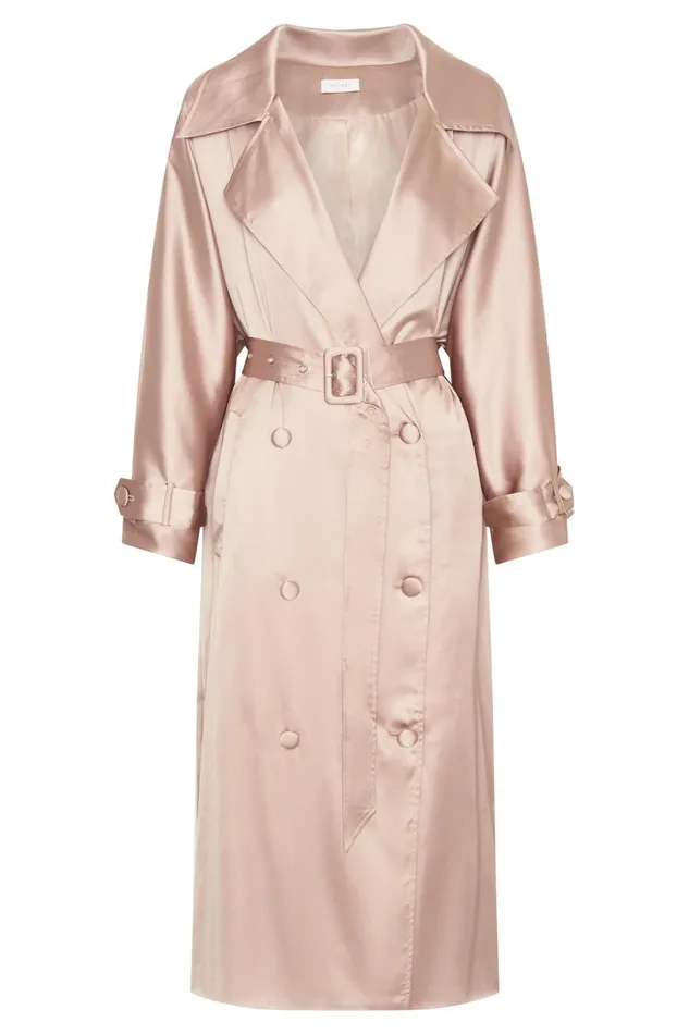 Meshki Coats and Jackets Women Azaela Satin Trench Coat 8211 Champagne Champagne