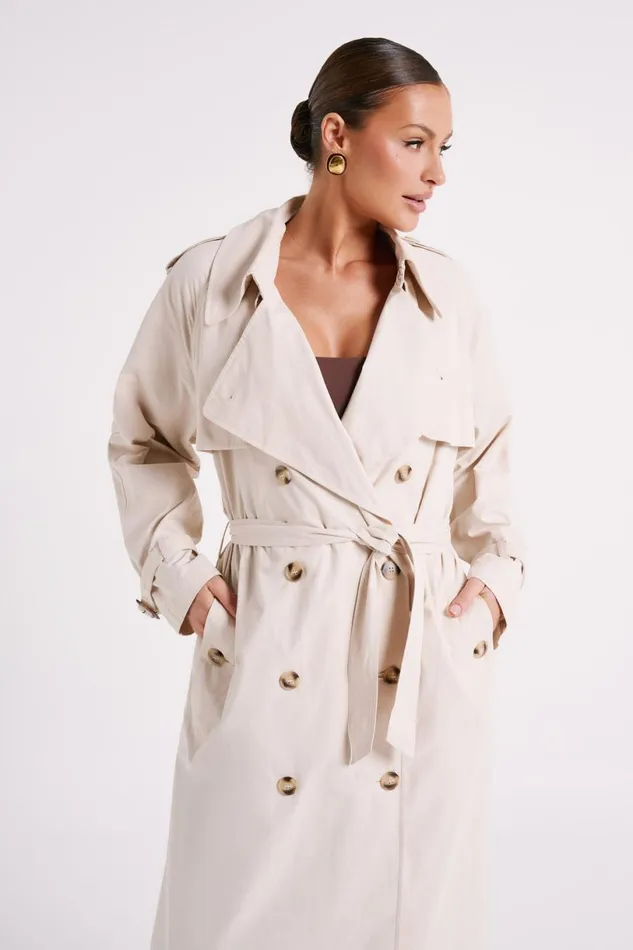 Meshki Coats and Jackets Women Channing Trench Coat With Belt 8211 Cream Cream