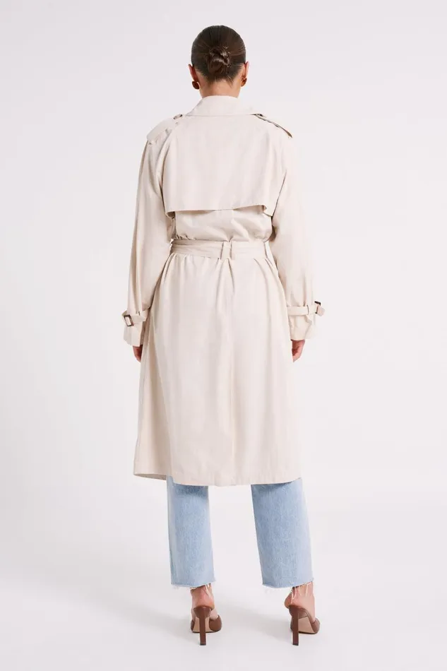 Meshki Coats and Jackets Women Channing Trench Coat With Belt 8211 Cream Cream