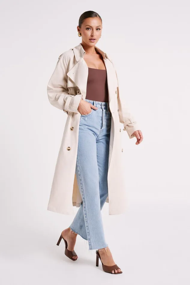 Meshki Coats and Jackets Women Channing Trench Coat With Belt 8211 Cream Cream