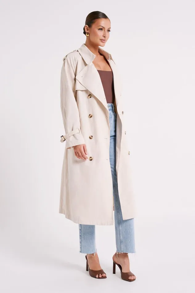 Meshki Coats and Jackets Women Channing Trench Coat With Belt 8211 Cream Cream