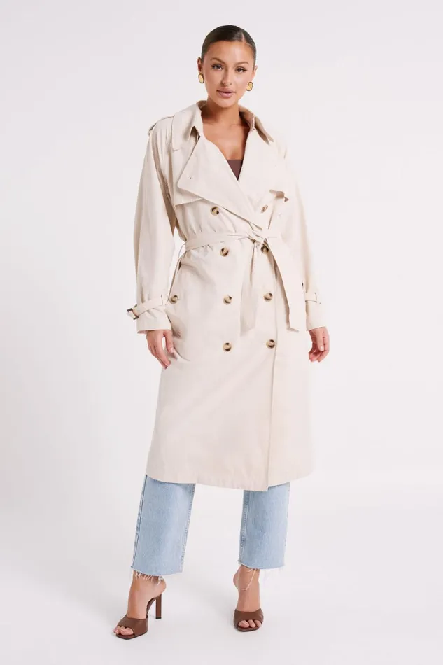 Meshki Coats and Jackets Women Channing Trench Coat With Belt 8211 Cream Cream