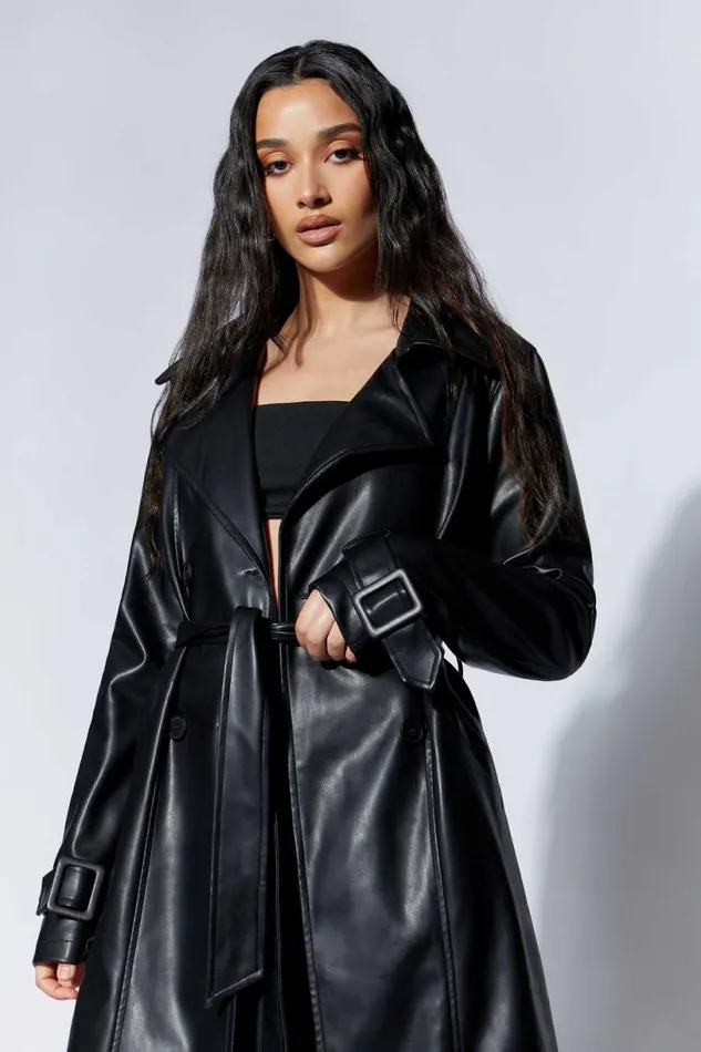 Meshki Coats and Jackets Women Isla Pu Trench 8211 Black Black